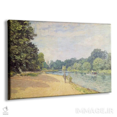 تابلو 1874,رود تیمز با کلیسای همپتون (لا تامیز آوِک همپتون)، ۱۸۷۴ اثر آلفرد سیسلی (نقاش امپرسیونیست انگلیسی-فرانسوی) - نمای پرسپکتیو محصول