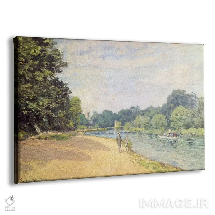 تابلو 1874,رود تیمز با کلیسای همپتون (لا تامیز آوِک همپتون)، ۱۸۷۴ اثر آلفرد سیسلی (نقاش امپرسیونیست انگلیسی-فرانسوی) - نمای پرسپکتیو محصول