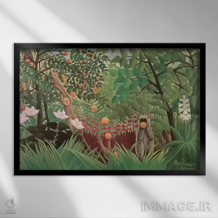 تابلو 1910 (Norton Simon Collection),منظرهٔ عجیب و غریب، ۱۹۱۰ (مجموعه نورتون سایمون) اثر آنری روسو - نمای قابدار مشکی