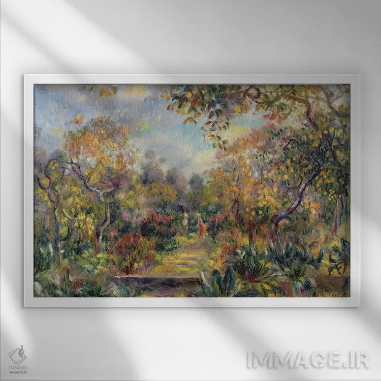 تابلو c.1893,منظرهای در بیولیئو، حدود ۱۸۹۳ اثر پیر-اوگوست رنوار - نمای قابدار سفید