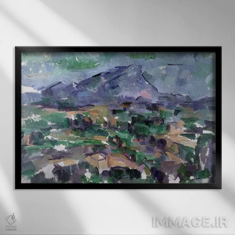 تابلو 1904-06,کوه سنت ویکتوار، ۱۹۰۴-۰۶ اثر پل سزان - نمای قابدار مشکی