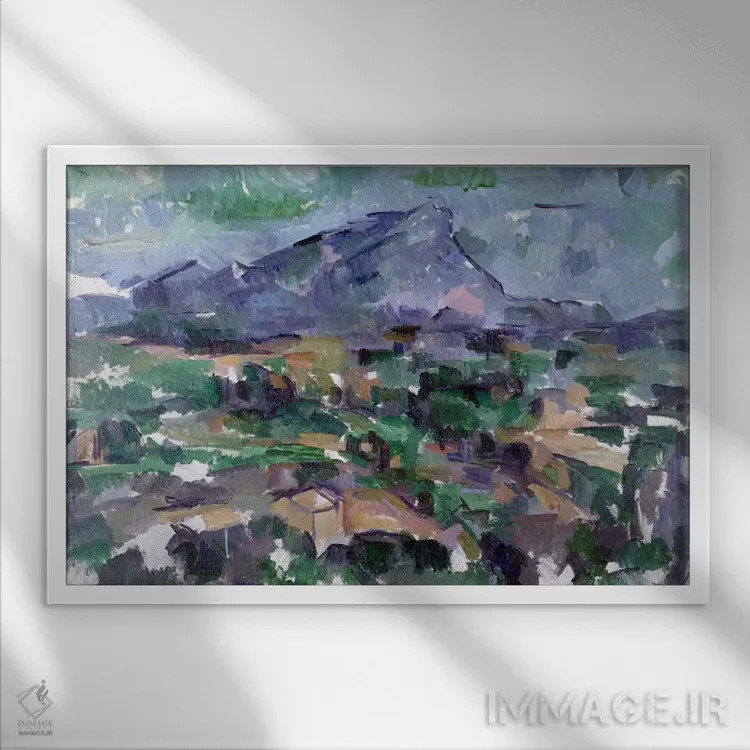 تابلو 1904-06,کوه سنت ویکتوار، ۱۹۰۴-۰۶ اثر پل سزان - نمای قابدار سفید