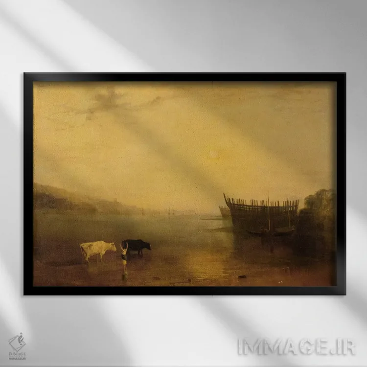 تابلو c.1812,بندر تیگنموث، حدود ۱۸۱۲ اثر جی.ام.دبلیو. ترنر (نقاش بزرگ انگلیسی) - نمای قابدار مشکی