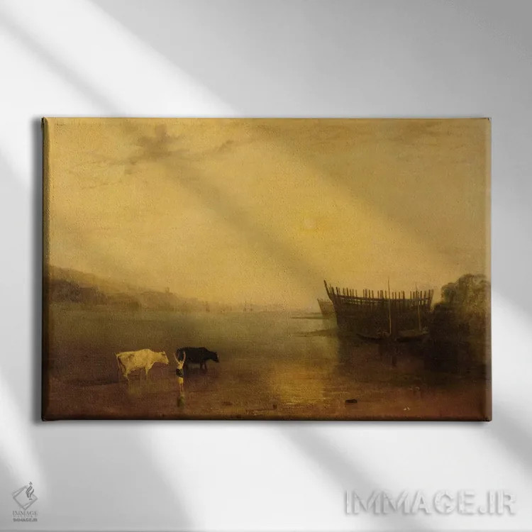 تابلو c.1812,بندر تیگنموث، حدود ۱۸۱۲ اثر جی.ام.دبلیو. ترنر (نقاش بزرگ انگلیسی) - نمای روبهرو روی دیوار