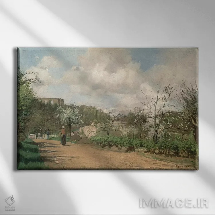 تابلو 1869-70,منظره از لووسین، ۱۸۶۹-۷۰ اثر کامی یِل پیسارو (نقاش فرانسوی امپرسیونیست) - نمای روبهرو روی دیوار