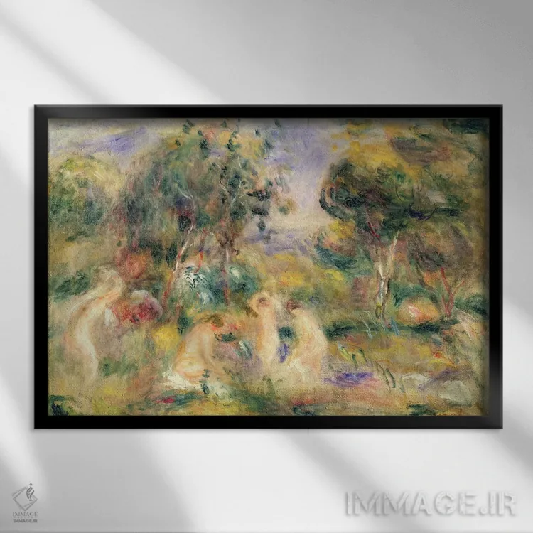 تابلو شناگران اثر پیر-اوگوست رنوار - نمای قابدار مشکی