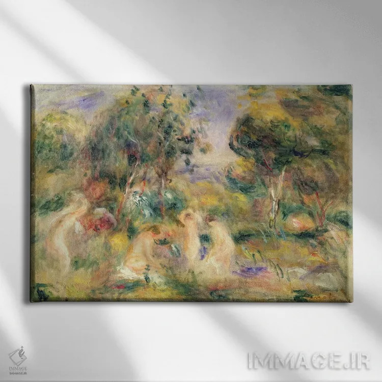 تابلو شناگران اثر پیر-اوگوست رنوار - نمای روبهرو روی دیوار
