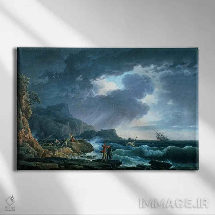 تابلو 1752,طوفان دریا، ۱۷۵۲ اثر کلاد ژوزف ورنه - نمای روبهرو روی دیوار