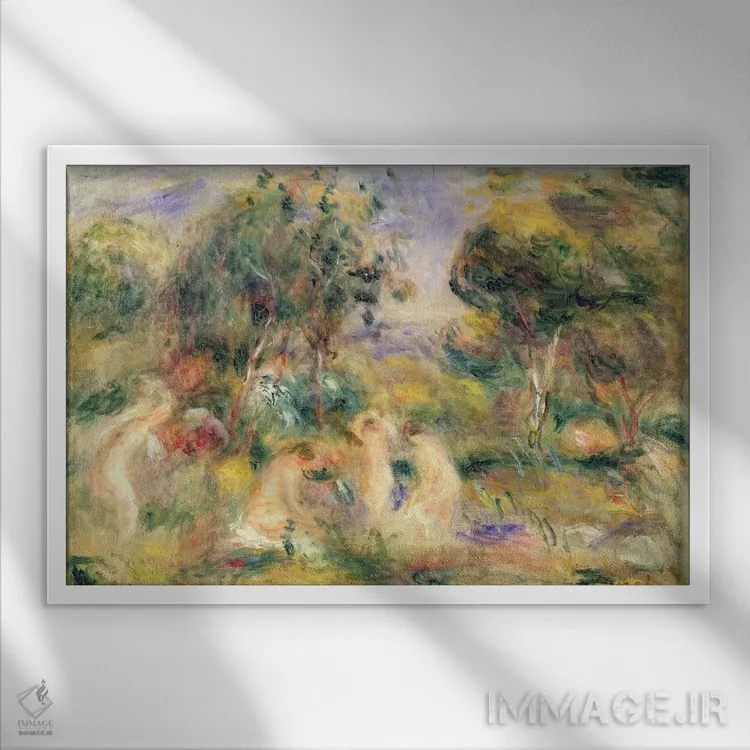 تابلو شناگران اثر پیر-اوگوست رنوار - نمای قابدار سفید