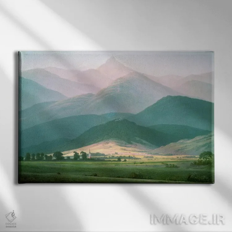 تابلو منظرهای در رشتهکوه رایزنگیبرگه، ۱۸۱۰-۱۱ (آلمان/لهستان) اثر کاسپار داوید فریدریش (نقاش رمانتیک آلمانی) - نمای روبهرو روی دیوار