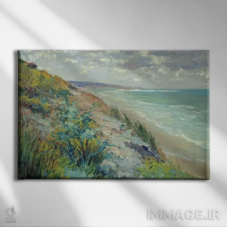تابلو صخرههای ساحلی تروویل (فرانسه) اثر گوستاو کایبوت - نمای روبهرو روی دیوار