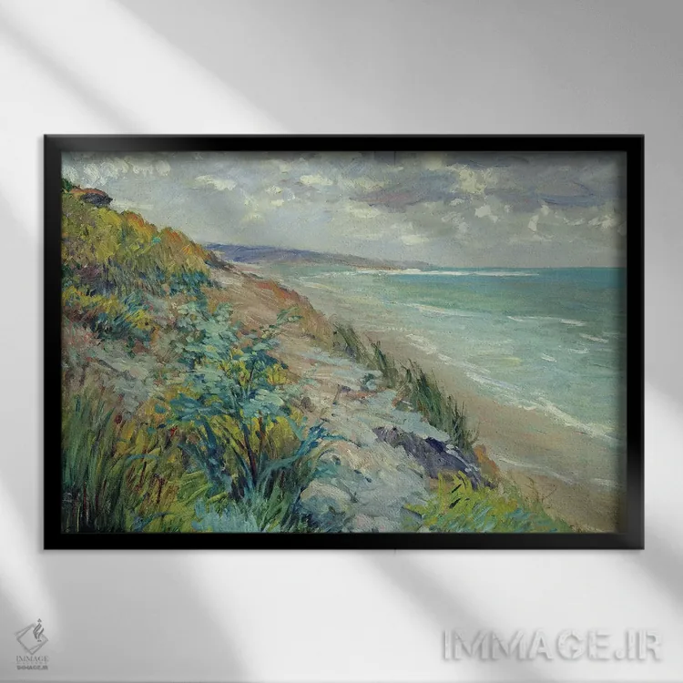 تابلو صخرههای ساحلی تروویل (فرانسه) اثر گوستاو کایبوت - نمای قابدار مشکی