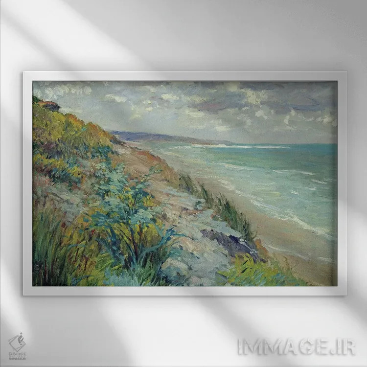 تابلو صخرههای ساحلی تروویل (فرانسه) اثر گوستاو کایبوت - نمای قابدار سفید