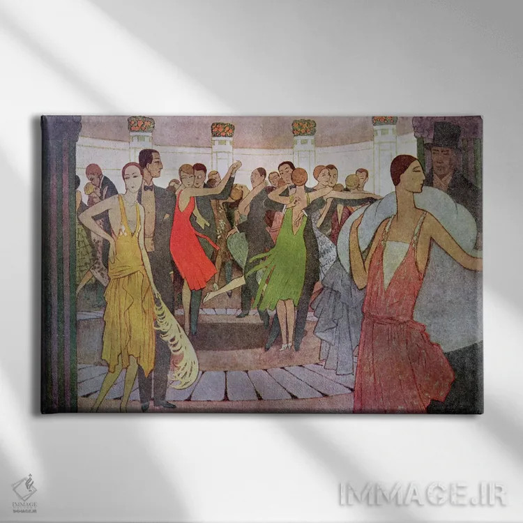 تابلو a dance club in Montmartre,پاریس در شب؛ یک کلوب رقص در مونمارتر اثر مانوئل اُرازی - نمای روبهرو روی دیوار
