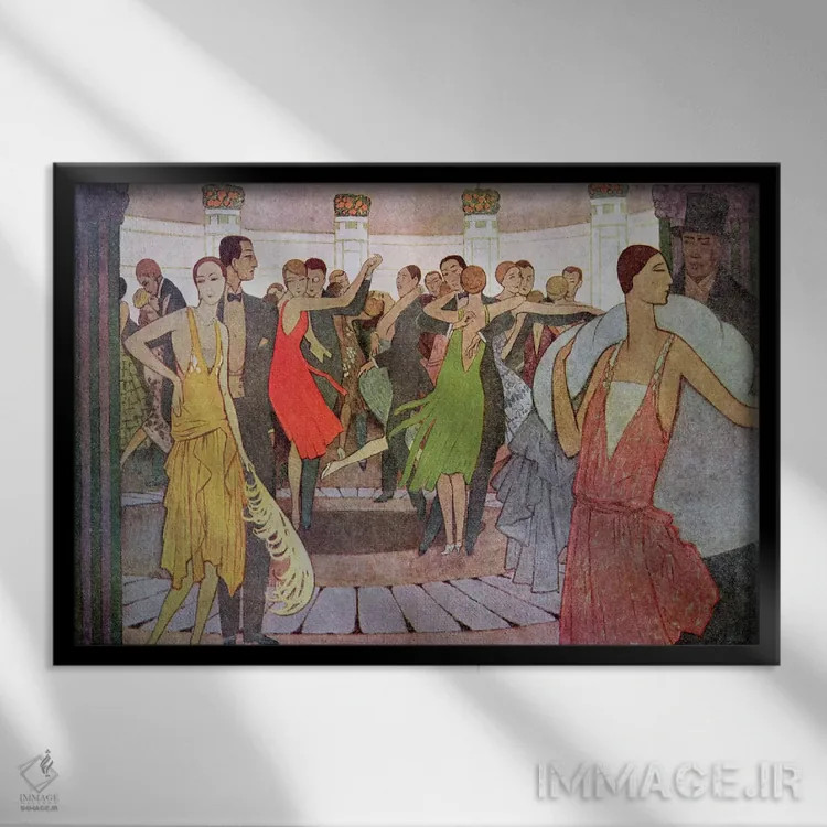 تابلو a dance club in Montmartre,پاریس در شب؛ یک کلوب رقص در مونمارتر اثر مانوئل اُرازی - نمای قابدار مشکی