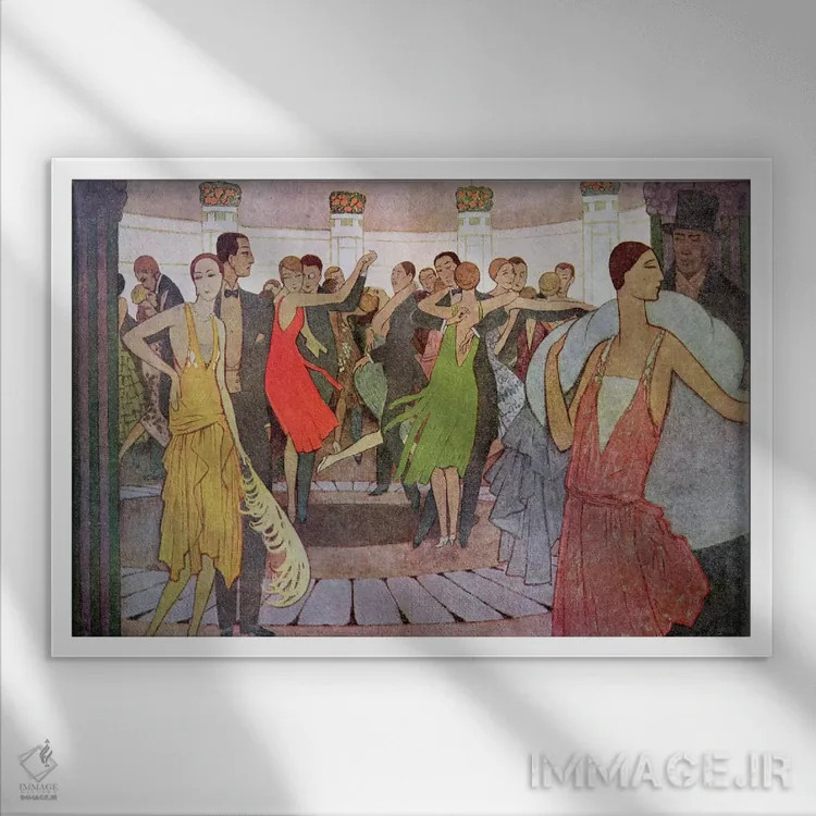 تابلو a dance club in Montmartre,پاریس در شب؛ یک کلوب رقص در مونمارتر اثر مانوئل اُرازی - نمای قابدار سفید