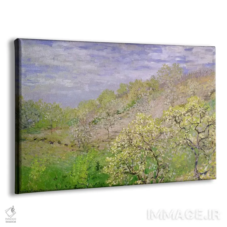 تابلو درختان شکوفهدار اثر کلود مونه (نقاش معروف فرانسوی) - نمای پرسپکتیو محصول