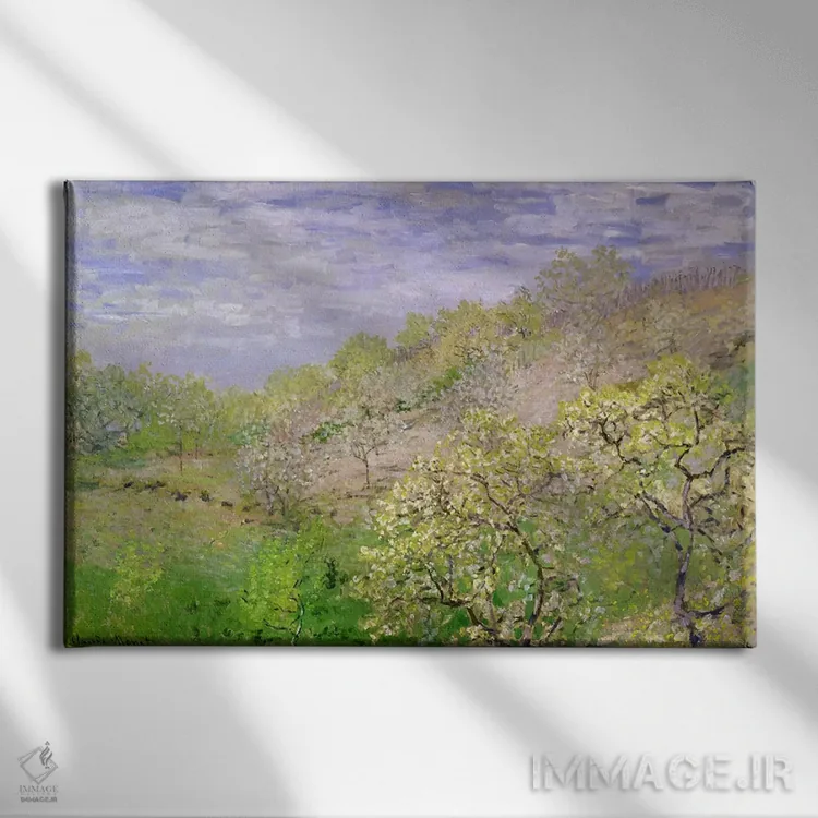 تابلو درختان شکوفهدار اثر کلود مونه (نقاش معروف فرانسوی) - نمای روبهرو روی دیوار