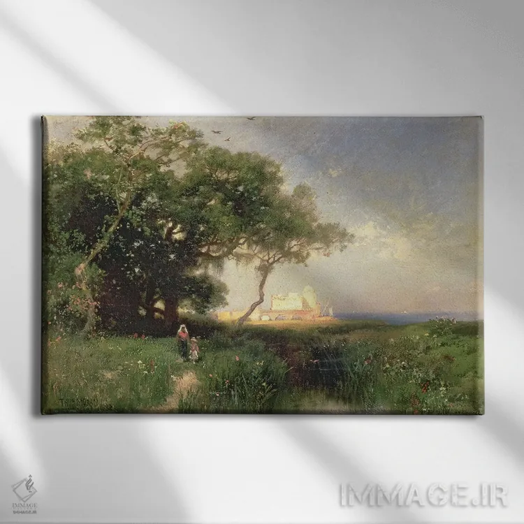 تابلو ساحل فلوریدا، ۱۸۸۲ اثر توماس موران (نقاش منظره آمریکایی) - نمای روبهرو روی دیوار