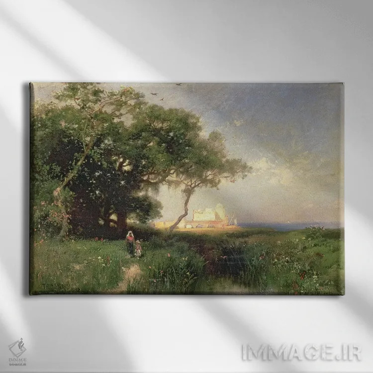 تابلو ساحل فلوریدا، ۱۸۸۲ اثر توماس موران (نقاش منظره آمریکایی) - نمای روبهرو روی دیوار