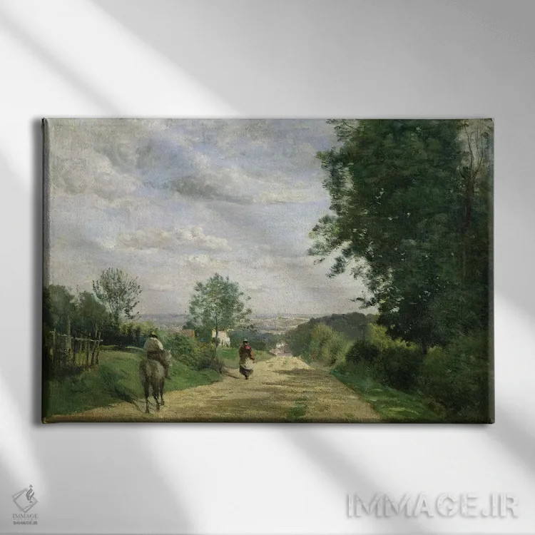 تابلو جاده به سوی سور، ۱۸۵۸-۱۸۵۹ (فرانسه) اثر ژان باتیست کامیل کورو - نمای روبهرو روی دیوار