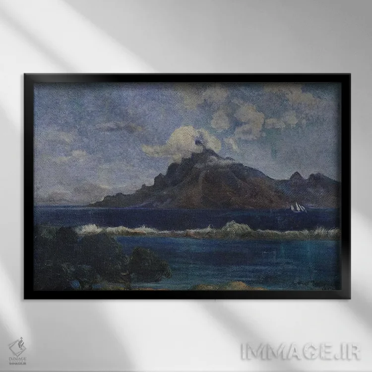 تابلو منظرهٔ ساحلی مارتینیک، ۱۸۸۷ (جزایر کارائیب) اثر پل گوگن - نمای قابدار مشکی