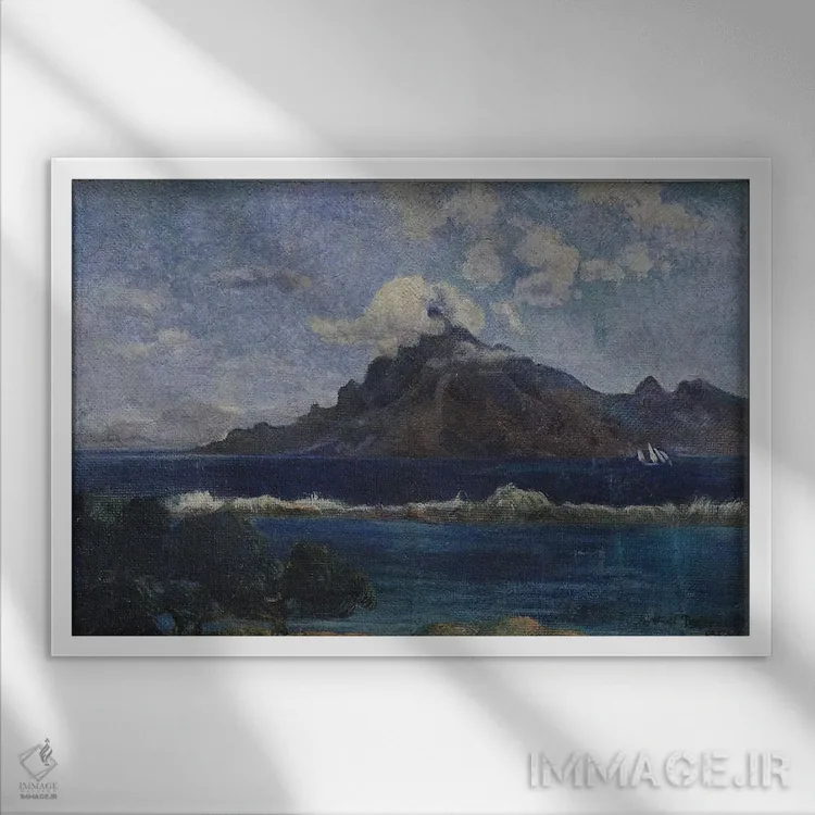 تابلو منظرهٔ ساحلی مارتینیک، ۱۸۸۷ (جزایر کارائیب) اثر پل گوگن - نمای قابدار سفید