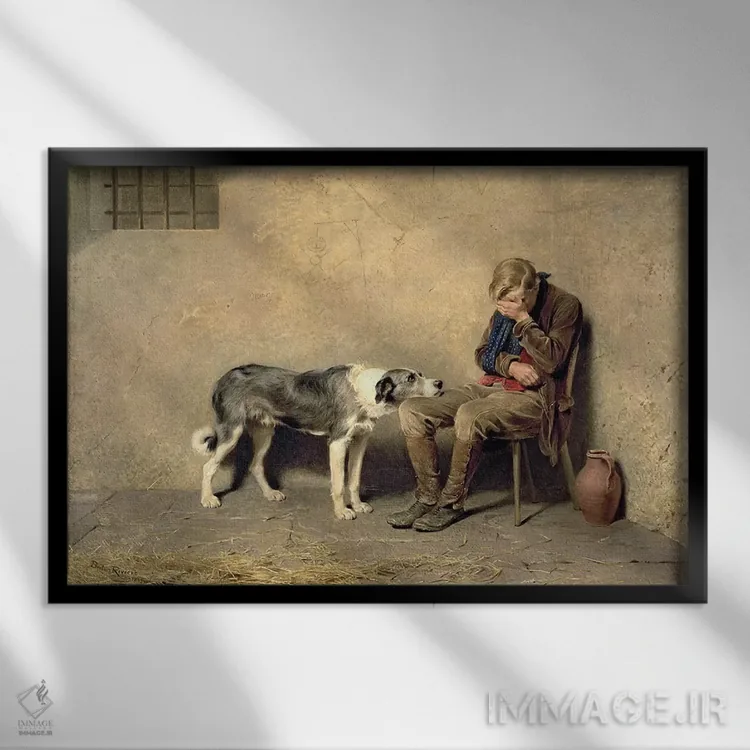 تابلو وفاداری، ۱۸۶۹ اثر بریتُن ریویه (نقاش بریتانیایی) - نمای قابدار مشکی