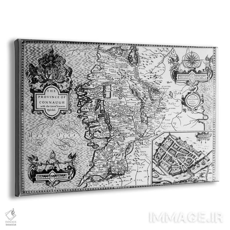 تابلو استان کانات با شرح شهر گالوی، حکاکیشده توسط یودوکوس هوندیوس (نقشه تاریخی ایرلند) اثر جان اسپید - نمای پرسپکتیو محصول