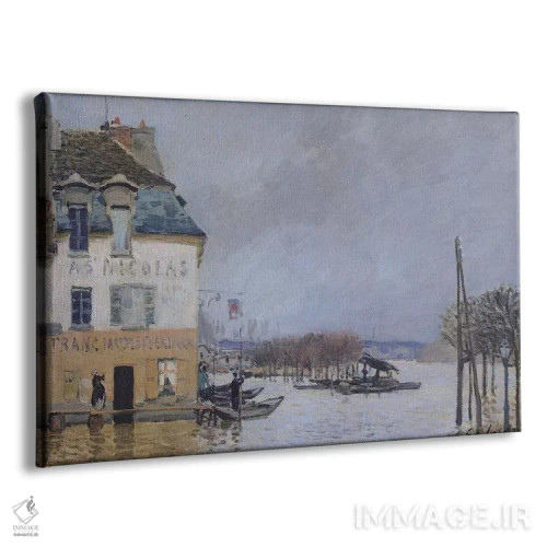 تابلو سیلاب در پورت-مارلی، ۱۸۷۶ (فرانسه) اثر آلفرد سیسلی (نقاش امپرسیونیست انگلیسی-فرانسوی) - نمای پرسپکتیو محصول