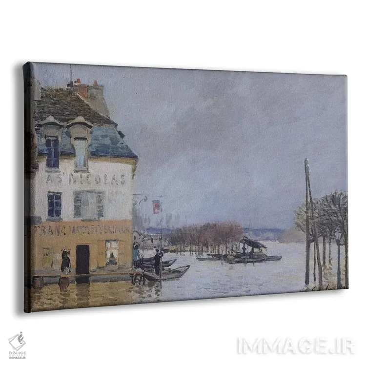 تابلو سیلاب در پورت-مارلی، ۱۸۷۶ (فرانسه) اثر آلفرد سیسلی (نقاش امپرسیونیست انگلیسی-فرانسوی) - نمای پرسپکتیو محصول