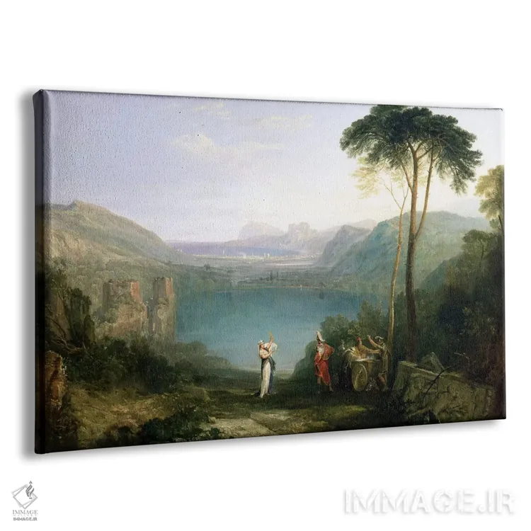 تابلو دریاچهٔ آورنس: آئنیاس و سیبل کومهای، حدود ۱۸۱۴-۱۵ (اسطوره روم) اثر جی.ام.دبلیو. ترنر (نقاش بزرگ انگلیسی) - نمای پرسپکتیو محصول