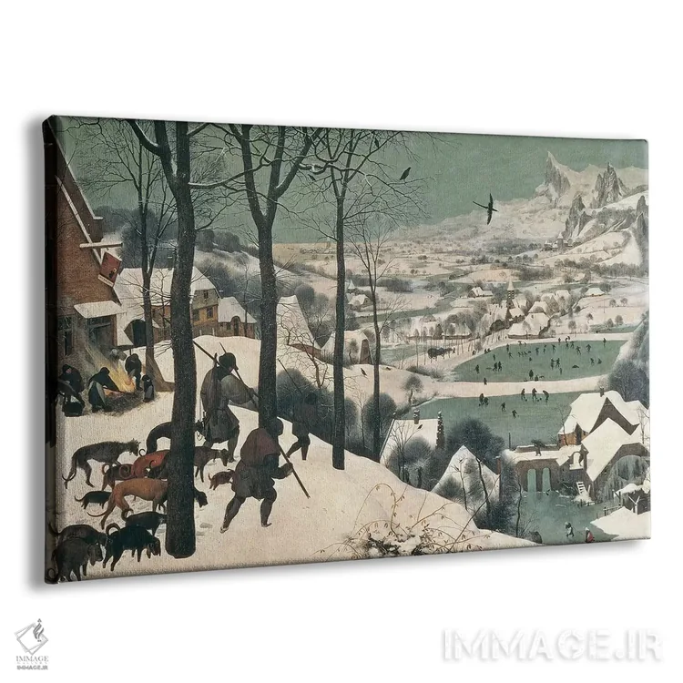 تابلو شکارچیان در برف اثر پییتر بروگل پدر (نقاش هلندی) - نمای پرسپکتیو محصول