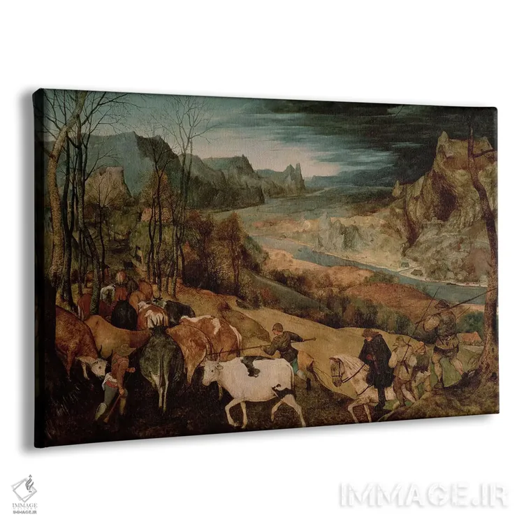 تابلو بازگشت گله (پاییز) اثر پییتر بروگل پدر (نقاش هلندی) - نمای پرسپکتیو محصول