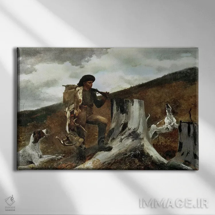 تابلو شکارچی و سگهایش، ۱۸۹۱ اثر وینسلو هومر - نمای روبهرو روی دیوار