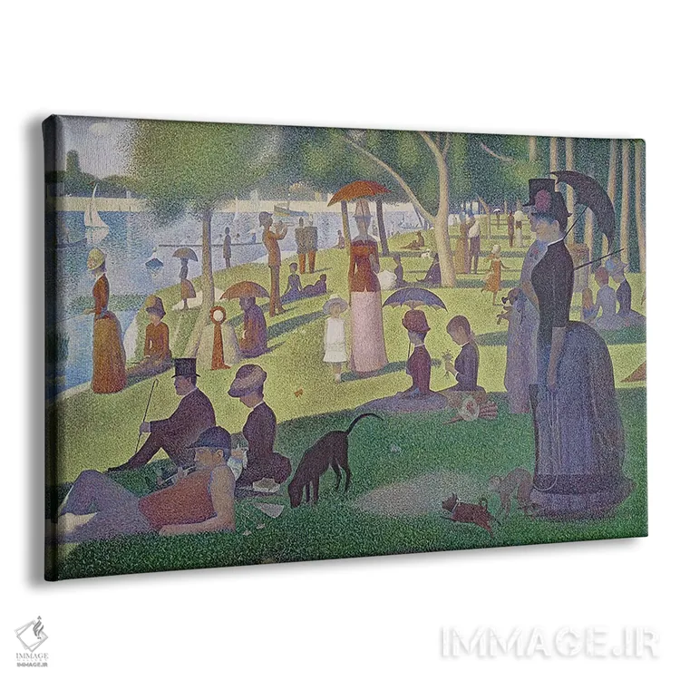 تابلو بعدازظهر یکشنبه در جزیره لا گران ژات، ۱۸۸۴-۸۶ (فرانسه) اثر ژرژ سورا (نقاش نئوامپرسیونیست فرانسوی) - نمای پرسپکتیو محصول