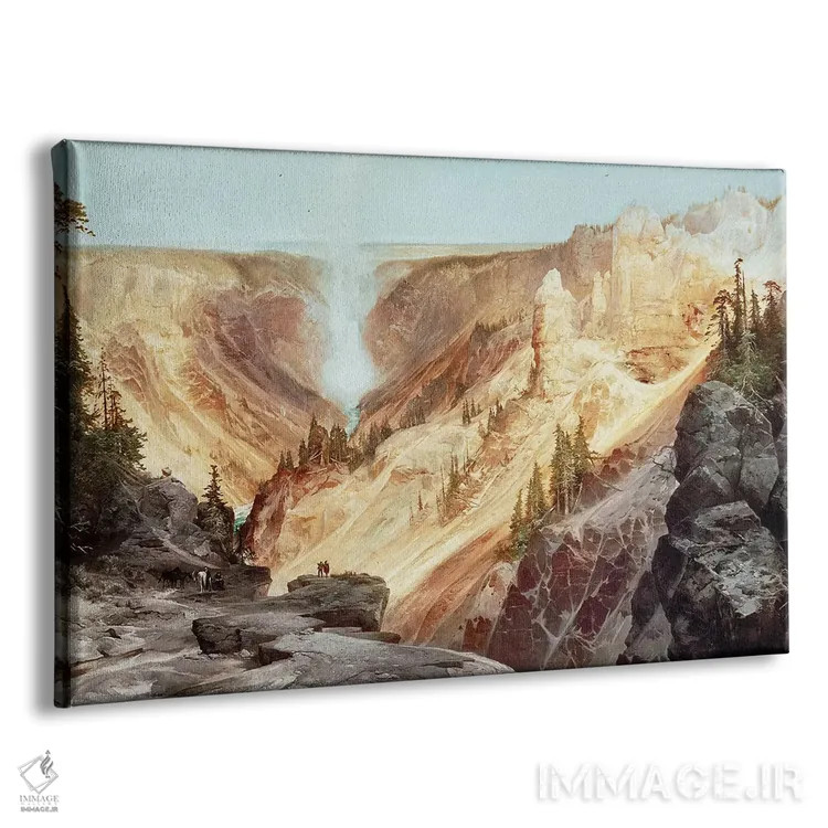 تابلو دره بزرگ یلواستون، ۱۸۷۲ (آمریکا) اثر توماس موران (نقاش منظره آمریکایی) - نمای پرسپکتیو محصول