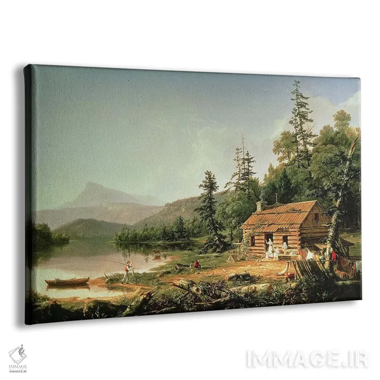 تابلو خانهای در جنگل، ۱۸۴۷ اثر توماس کول (نقاش آمریکایی سبک منظره) - نمای پرسپکتیو محصول