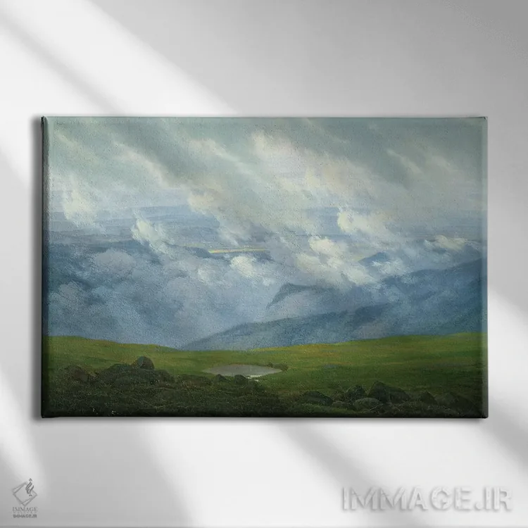 تابلو ابرهای شناور اثر کاسپار داوید فریدریش (نقاش رمانتیک آلمانی) - نمای روبهرو روی دیوار