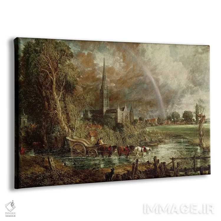 تابلو کلیسای جامع سالزبری از میان چمنزارها، ۱۸۳۱ اثر جان کانستبل (نقاش انگلیسی) - نمای پرسپکتیو محصول