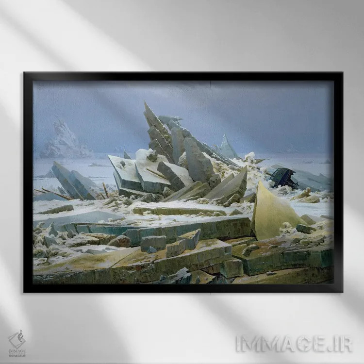 تابلو دریای قطبی، ۱۸۲۴ اثر کاسپار داوید فریدریش (نقاش رمانتیک آلمانی) - نمای قابدار مشکی
