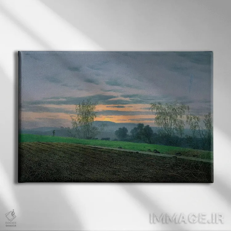 تابلو زمین شخمزده، حدود ۱۸۳۰ اثر کاسپار داوید فریدریش (نقاش رمانتیک آلمانی) - نمای روبهرو روی دیوار