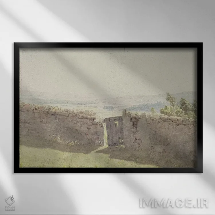 تابلو دروازه در دیوار باغ اثر کاسپار داوید فریدریش (نقاش رمانتیک آلمانی) - نمای قابدار مشکی