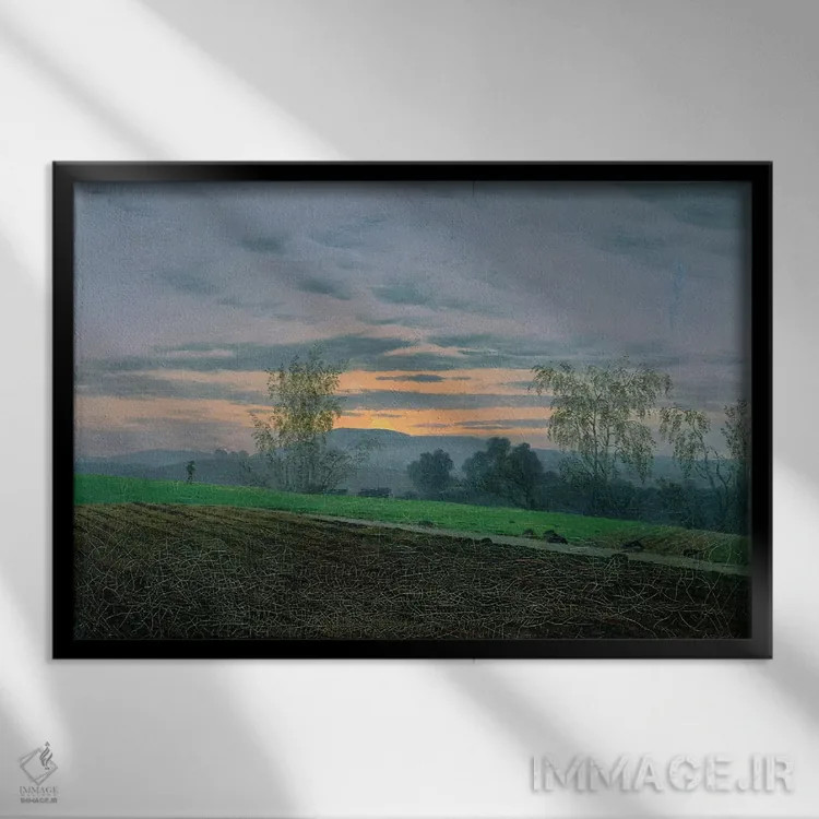 تابلو زمین شخمزده، حدود ۱۸۳۰ اثر کاسپار داوید فریدریش (نقاش رمانتیک آلمانی) - نمای قابدار مشکی