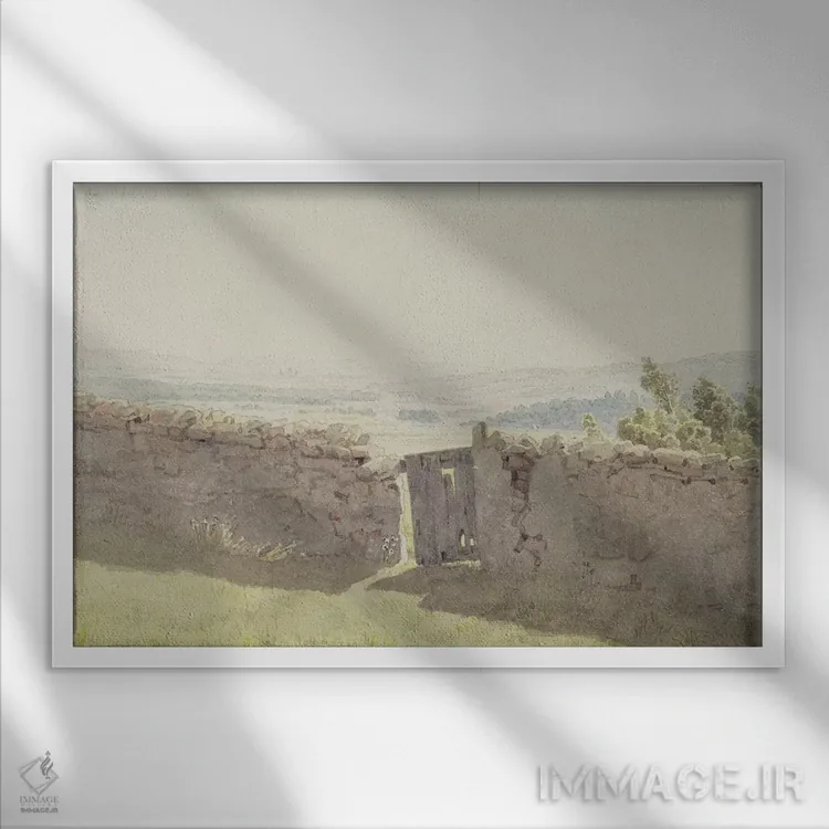 تابلو دروازه در دیوار باغ اثر کاسپار داوید فریدریش (نقاش رمانتیک آلمانی) - نمای قابدار سفید