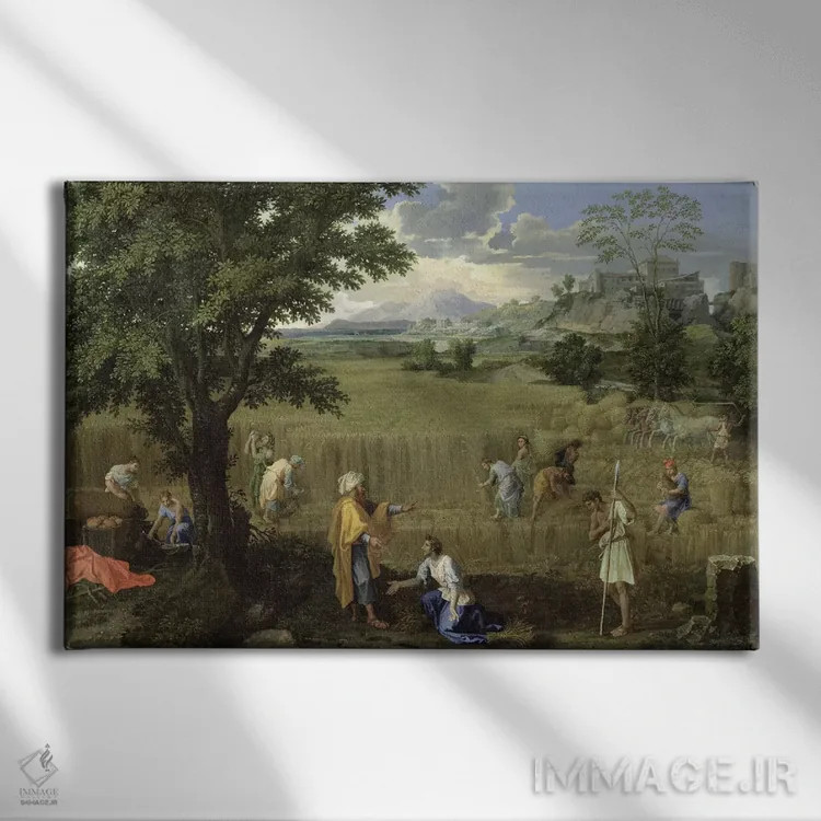 تابلو تابستان، یا روت و بوعز، ۱۶۶۰-۶۴ اثر نیکولا پوسن (نقاش فرانسوی کلاسیک) - نمای روبهرو روی دیوار