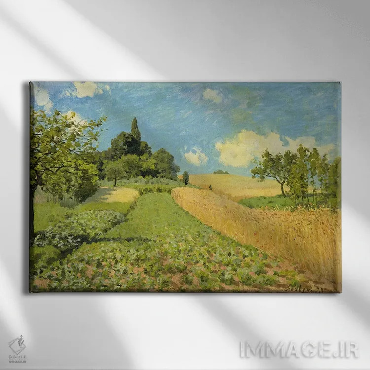 تابلو مزرعه ذرت اثر آلفرد سیسلی (نقاش امپرسیونیست انگلیسی-فرانسوی) - نمای روبهرو روی دیوار