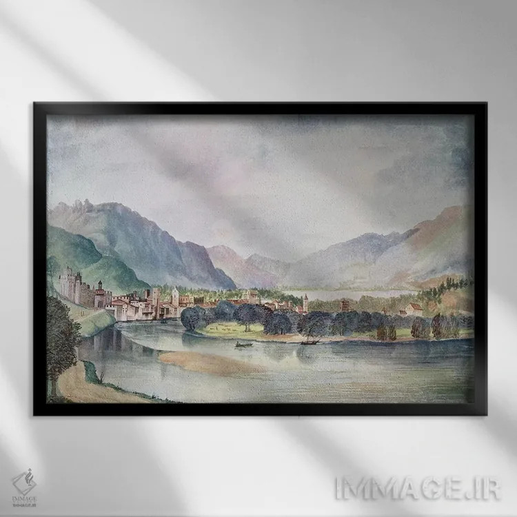 تابلو نمایی از ترنت، ۱۴۹۴ اثر آلبریشت دورر (نقاش آلمانی) - نمای قابدار مشکی