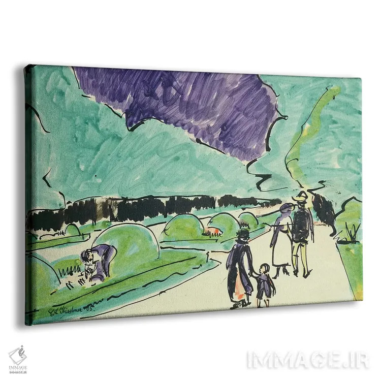 تابلو ورودی باغ بزرگی در درسدن، ۱۹۰۵ اثر ارنست لودویگ کیرشنر (نقاش اکسپرسیونیست آلمانی) - نمای پرسپکتیو محصول