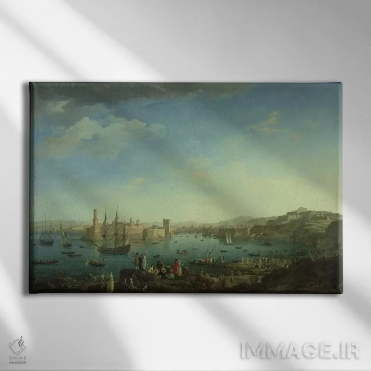 تابلو ورودی بندر مارسی، ۱۷۵۴ اثر کلاد ژوزف ورنه - نمای روبهرو روی دیوار